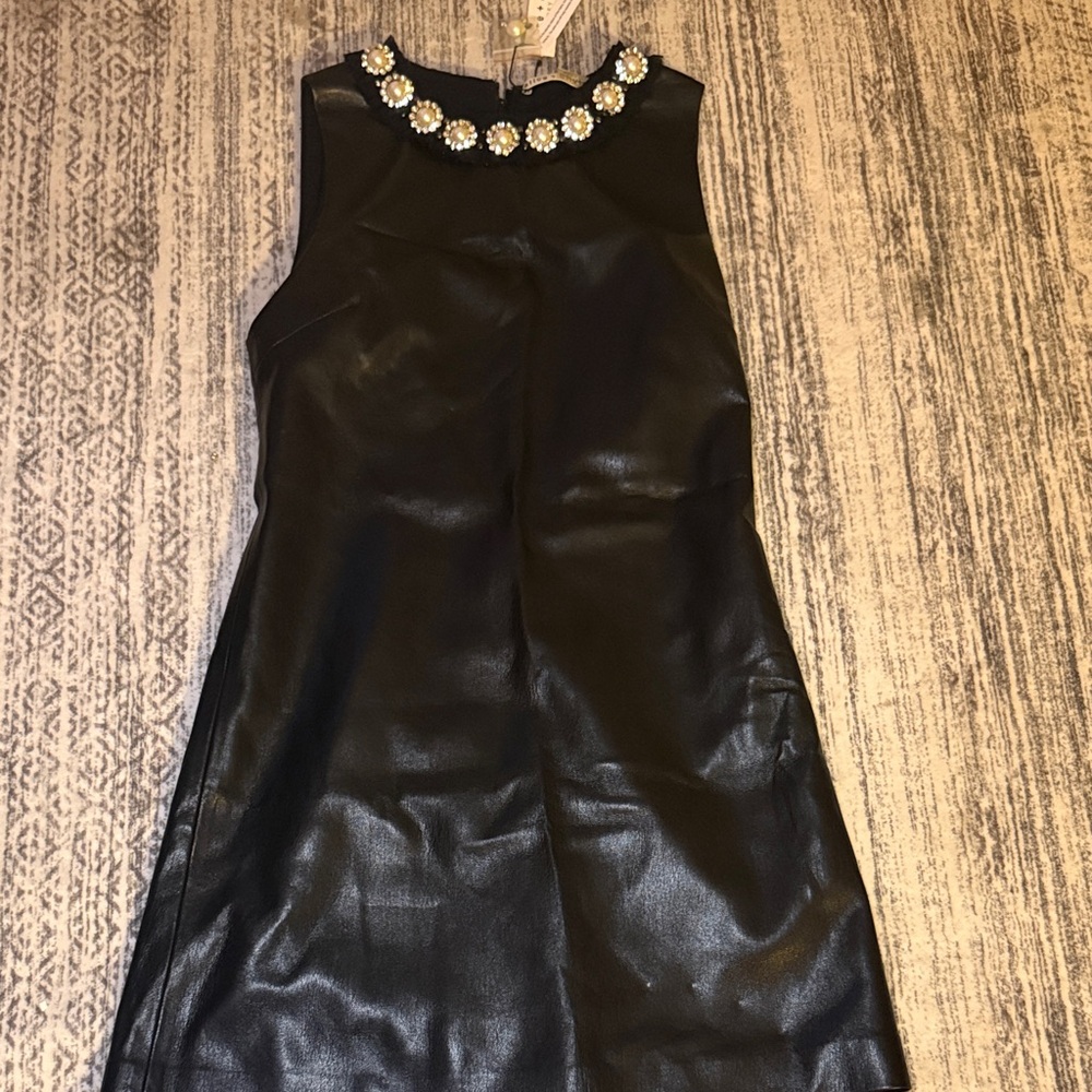 Alice + Olivia Black Midi Dress with Floral Embellishments